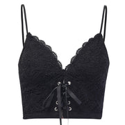 Dark V-neck lace camisole womens outer wear sexy personality straps halter slim waist waist blouse