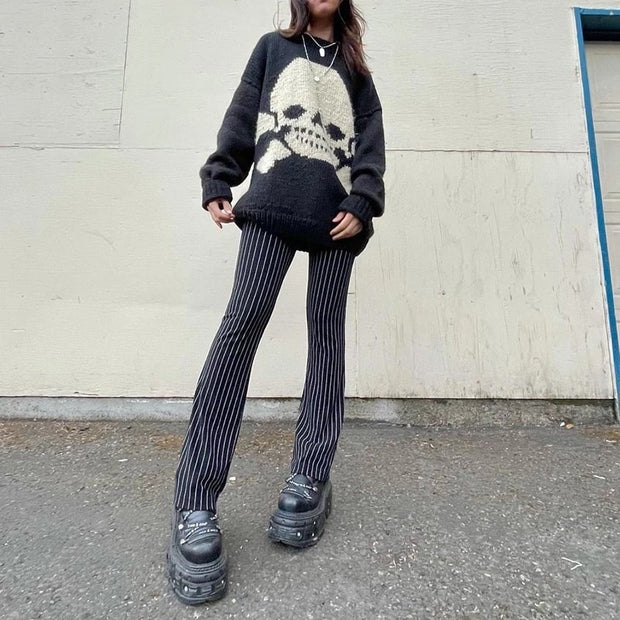 Women's Skull Loose Neck Sweater