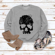 Women's Skull Print Blouse Loose Long Sleeve