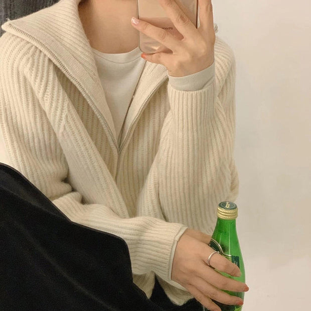 Knit Cardigan Womens Fashion Loose Outer Wear Lazy Sweater Jacket Top