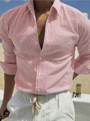 Fashion Striped Cardigan Lapel Long Sleeve Shirt