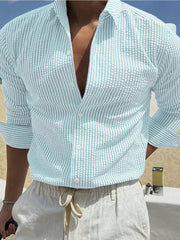 Fashion Striped Cardigan Lapel Long Sleeve Shirt