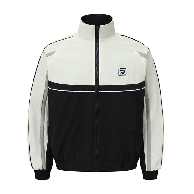 Fashion Stitching Stand-up Collar Jacket Men