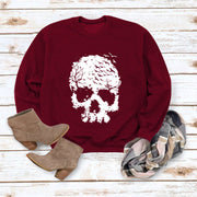 Women's Skull Print Blouse Loose Long Sleeve