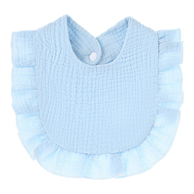 Ruffled Cotton Gauze Lace Bib Saliva Pocket
