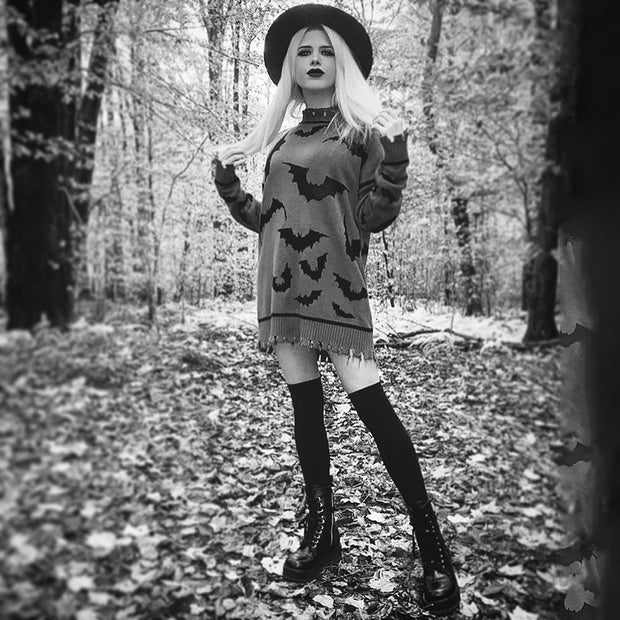 Loose Pullover And Long Bat Tattered Sweater European And American Style Fashion Trend Personality