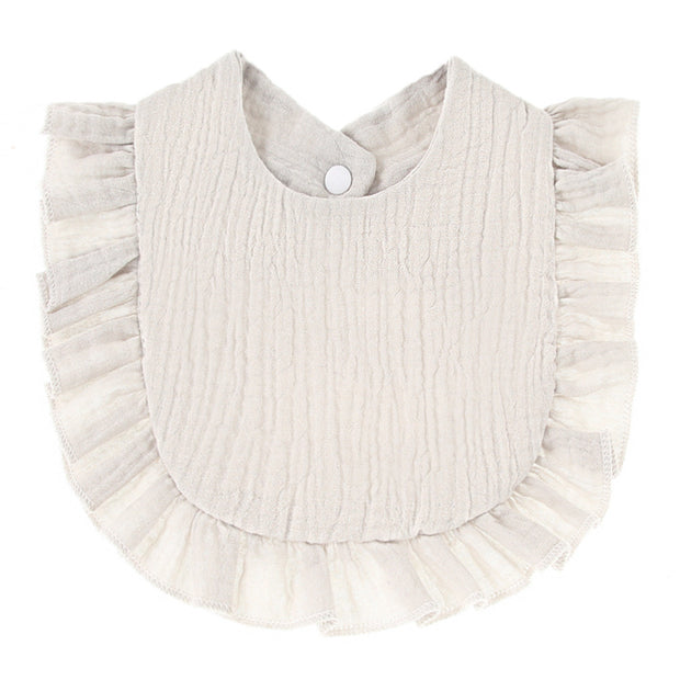 Ruffled Cotton Gauze Lace Bib Saliva Pocket