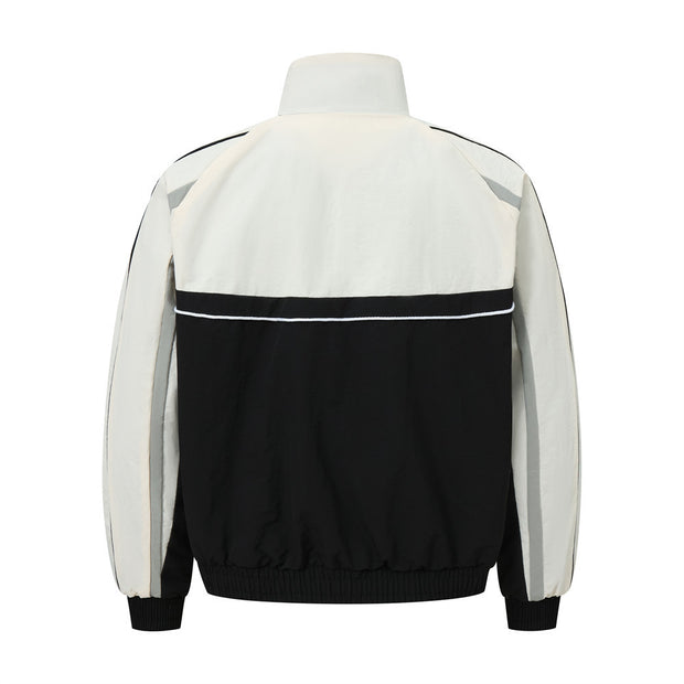 Fashion Stitching Stand-up Collar Jacket Men