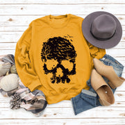 Women's Skull Print Blouse Loose Long Sleeve